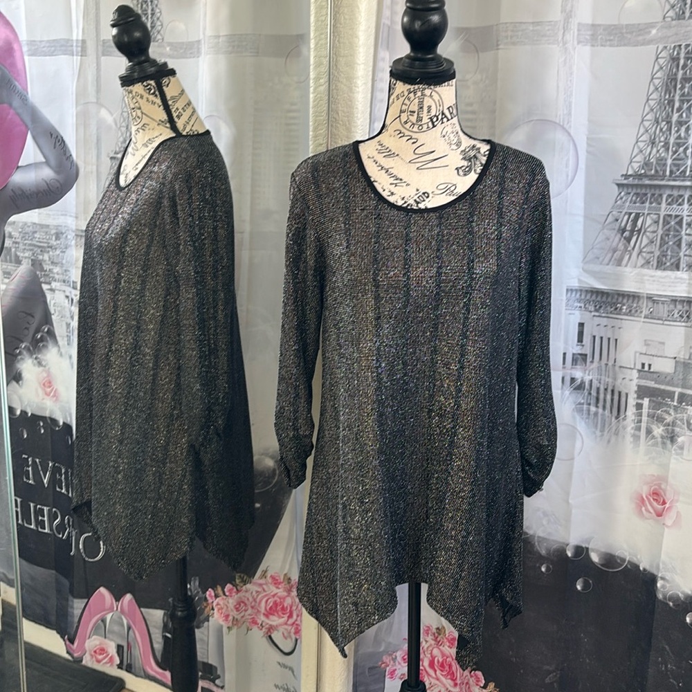 Ellen Weaver Black and Bronze Top